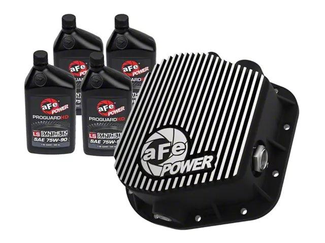 AFE Pro Series Rear Differential Cover with Machined Fins and 75w-90 Gear Oil; Black; Ford 9.75 Rear Axles - Mullet Racing Performance