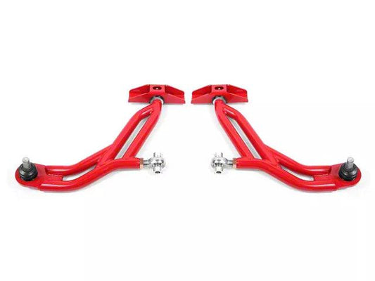 BMR Adjustable Front Lower Control A-Arms; Delrin/Rod End Combo; 18mm Standard Ball Joint; Red - Mullet Racing Performance