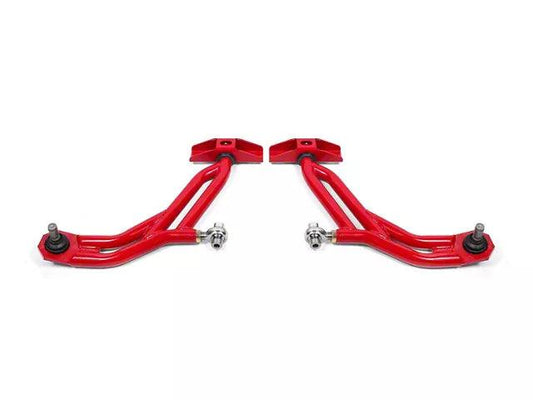 BMR Adjustable Front Lower Control A-Arms; Delrin/Rod End Combo; 19mm Standard Ball Joint; Red - Mullet Racing Performance