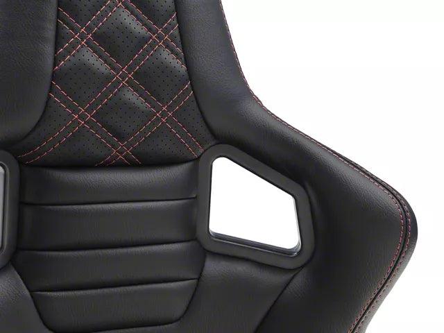 Corbeau Sportline RRB Reclining Seats; Black Vinyl/Carbon Vinyl/Red Diamond Stitch; Pair - Mullet Racing Performance