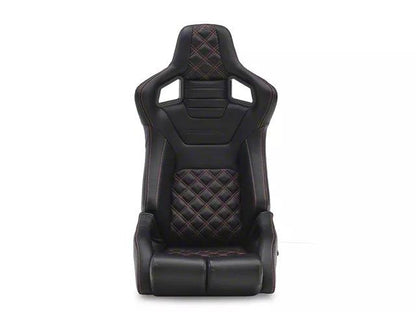 Corbeau Sportline RRB Reclining Seats; Black Vinyl/Carbon Vinyl/Red Diamond Stitch; Pair - Mullet Racing Performance