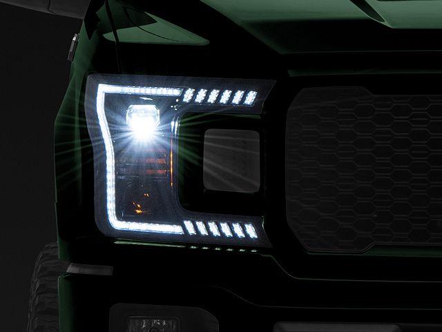 Full LED 2 Projector Headlights with White DRL Sequential Turn Signal; Black Housing; Clear Lens - Mullet Racing Performance