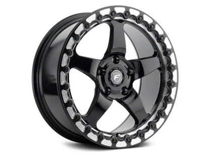 Forgestar D5 Beadlock Gloss Black Machined Wheel; Rear Only; 15x10; 25mm Offset - Mullet Racing Performance