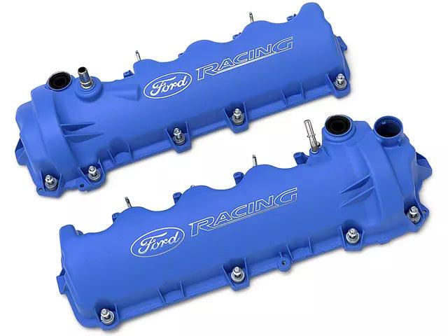 Ford Performance Laser Etched Valve Covers; Blue - Mullet Racing Performance