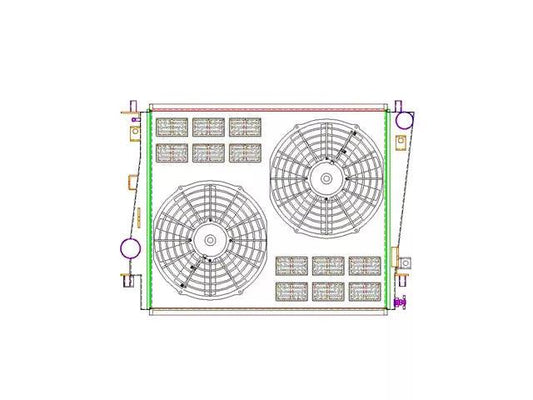 Griffin Radiators ComboUnit CrossFlow Radiator; 2-Row - Mullet Racing Performance