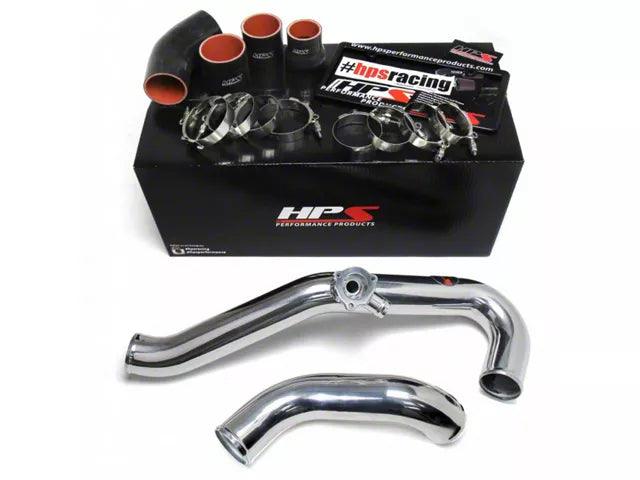 HPS Intercooler Hot and Cold Side Charge Pipes with Black Hoses; Polished - Mullet Racing Performance