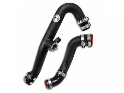 HPS Intercooler Hot and Cold Side Charge Pipes with Black Hoses; Wrinkle Black - Mullet Racing Performance