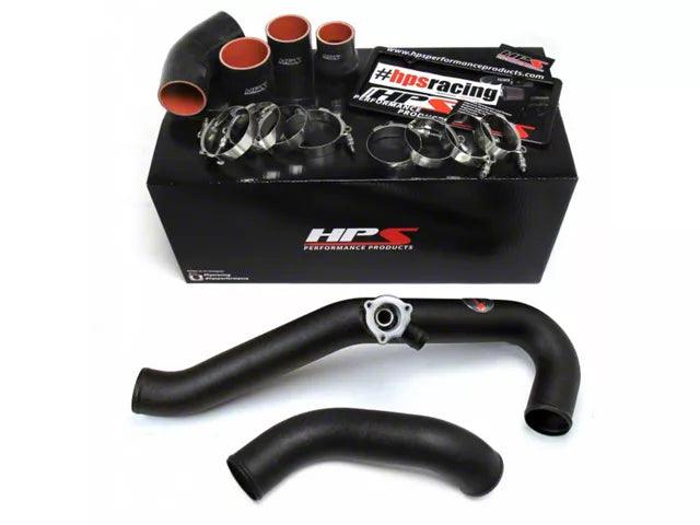 HPS Intercooler Hot and Cold Side Charge Pipes with Black Hoses; Wrinkle Black - Mullet Racing Performance