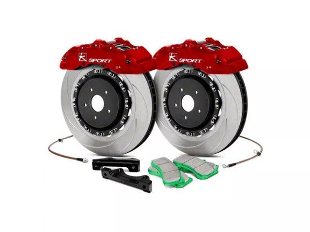 Ksport Supercomp 4-Piston Rear Big Brake Kit with 14-Inch Slotted Rotors; Red Calipers - Mullet Racing Performance