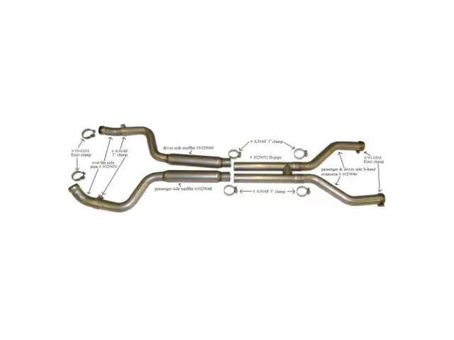 3-Inch Aluminized Cat-to-Axle H-Pipe with Flowpack Mufflers - Mullet Racing Performance