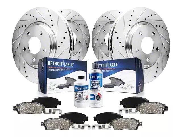 Drilled and Slotted Brake Rotor, Pad, Brake Fluid and Cleaner Kit; Front and Rear - Mullet Racing Performance