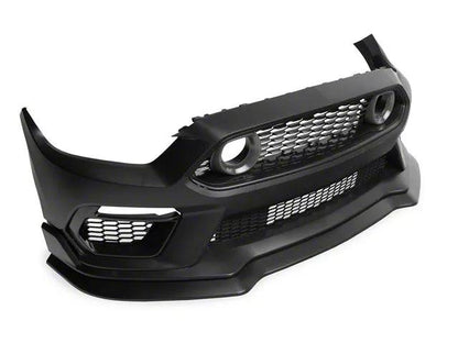 Mach 1 Style Conversion Front Bumper with LED Fog Lights; Black - Mullet Racing Performance