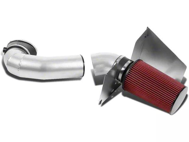 Aluminum Cold Air Intake with Red Filter and Heat Shield; Silver - Mullet Racing Performance