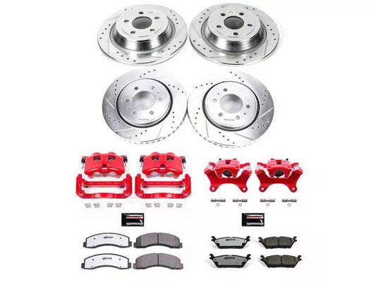 PowerStop Z36 Extreme Truck and Tow 6-Lug Brake Rotor, Pad and Caliper Kit; Front and Rear Electric Parking Brake - Mullet Racing Performance