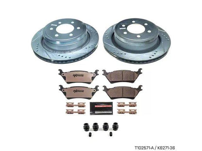 PowerStop Z36 Extreme Truck and Tow 6-Lug Brake Rotor and Pad Kit; Rear Manual Parking Brake - Mullet Racing Performance