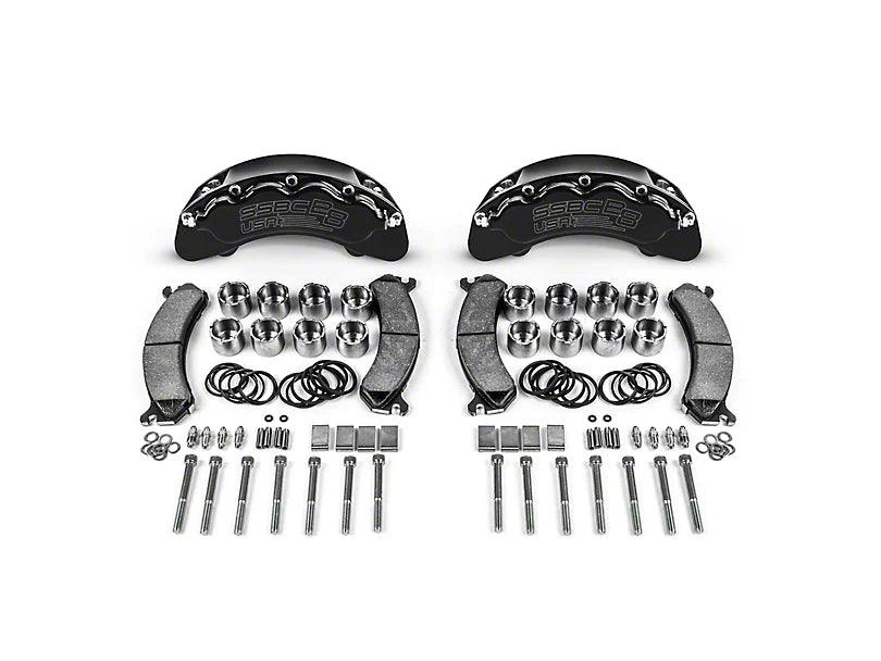 SSBC-USA B8-Brawler Front 8-Piston Direct Fit Caliper and Ceramic Brake Pad Upgrade Kit with Cross-Drilled and Slotted Rotors; Black Calipers - Mullet Racing Performance