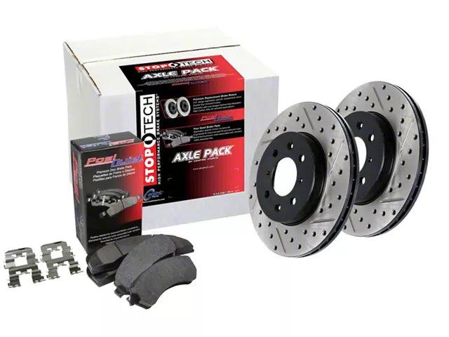 StopTech Street Axle Drilled and Slotted Brake Rotor and Pad Kit; Front - Mullet Racing Performance