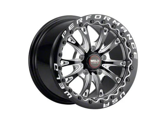 WELD Street Performance Belmont Beadlock Gloss Black Milled Wheel; Rear Only; 15x10; 25mm Offset - Mullet Racing Performance