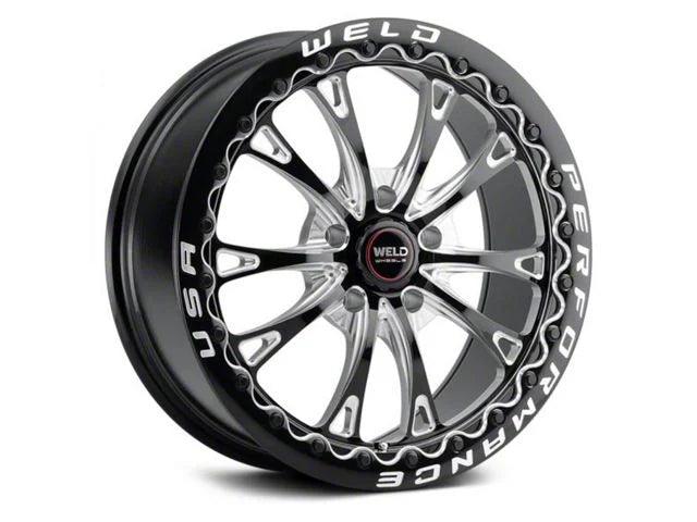 WELD Performance Belmont Drag Beadlock Gloss Black Milled Wheel; Rear Only; 17x10; 25mm Offset - Mullet Racing Performance