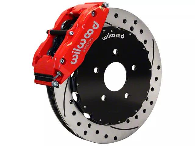 Wilwood Superlite 6R Front Big Brake Kit with 13-Inch Drilled and Slotted Rotors; Red Calipers - Mullet Racing Performance