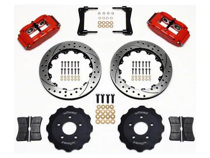 Wilwood Superlite 6R Front Big Brake Kit with 13-Inch Drilled and Slotted Rotors; Red Calipers - Mullet Racing Performance