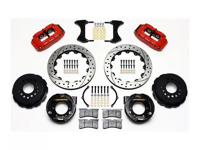 Wilwood Superlite 4R Rear Big Brake Kit with Drilled and Slotted Rotors; Red Calipers - Mullet Racing Performance