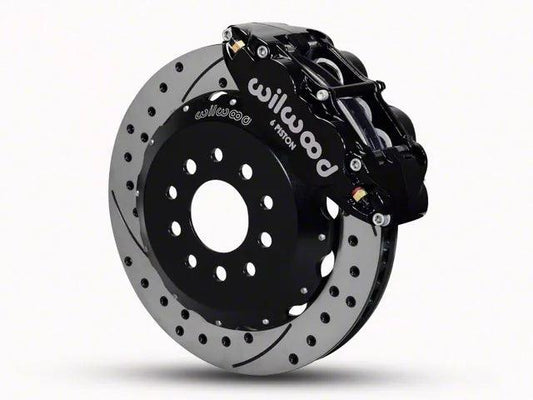 Wilwood Superlite 6R Front Big Brake Kit with 13-Inch Drilled and Slotted Rotors; Black Calipers - Mullet Racing Performance