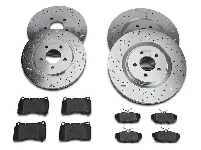 Xtreme Stop Precision Cross-Drilled and Slotted Brake Rotor and Carbon Graphite Pad Kit; Front and Rear - Mullet Racing Performance