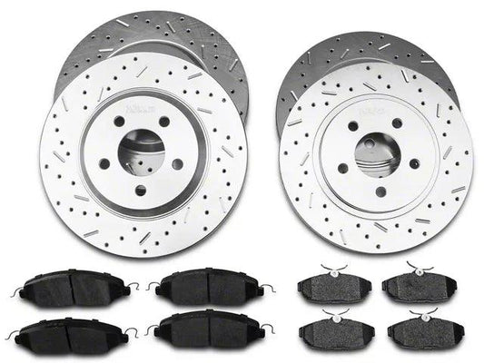 Xtreme Stop Precision Cross-Drilled and Slotted Brake Rotor and Carbon Graphite Pad Kit; Front and Rear - Mullet Racing Performance