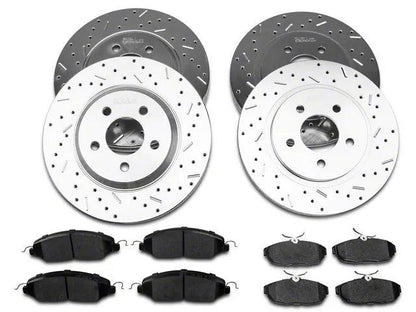 Xtreme Stop Precision Cross-Drilled and Slotted Brake Rotor and Ceramic Pad Kit; Front and Rear - Mullet Racing Performance